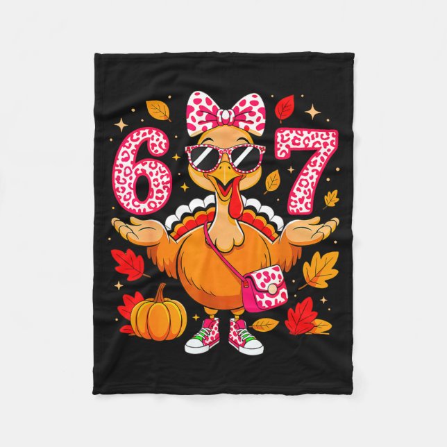 67 Thanksgiving Funny Turkey Thanksgiving 67 Turke Fleece Blanket (Front)