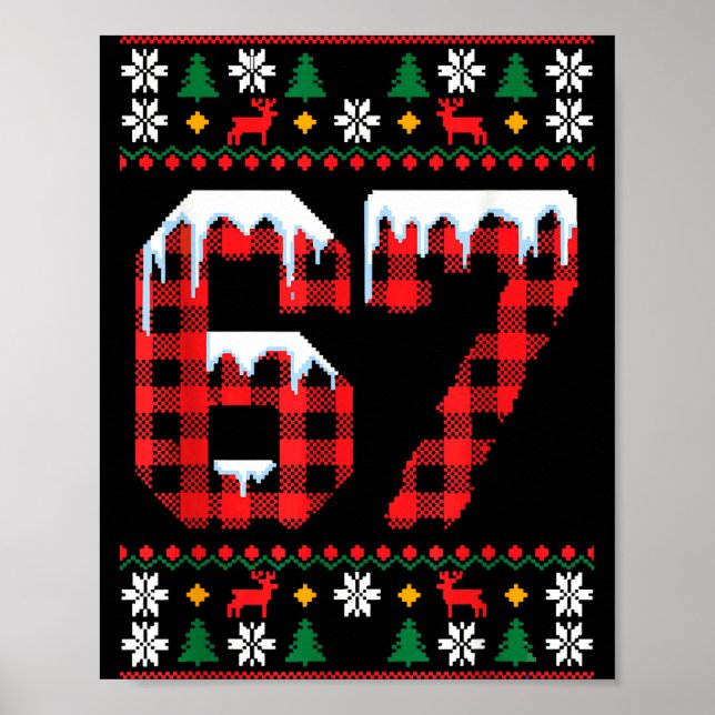 67 Ugly Christmas Flannel Brainrot Design  Poster (Front)