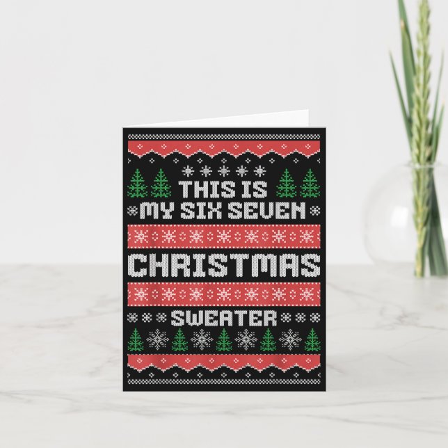 67 Ugly Christmas Sweater Six Seven Meme Xmas Whit Card (Front)
