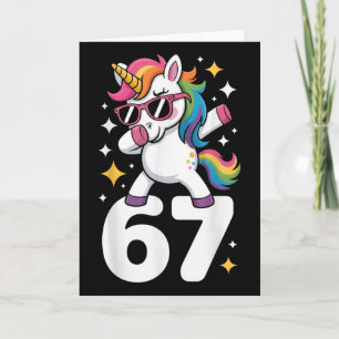 67 Unicorn Dabbing Six Seven Meme Funny Card