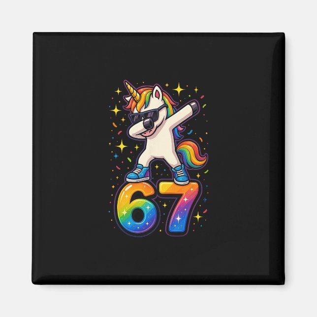 67 Unicorn Dabbing Six Seven Meme Funny  Magnet (Front)