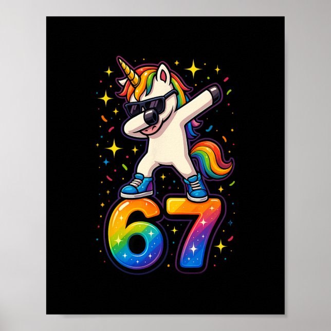 67 Unicorn Dabbing Six Seven Meme Funny  Poster (Front)