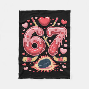 67 Valentine Hockey Heart Design Cute Ice Hockey Fleece Blanket