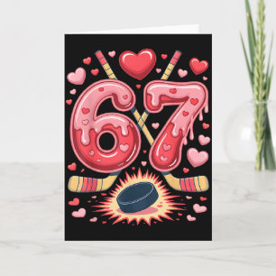 67 Valentine Hockey Heart Design Cute Ice Hockey L Card