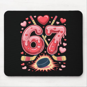 67 Valentine Hockey Heart Design Cute Ice Hockey L Mouse Pad