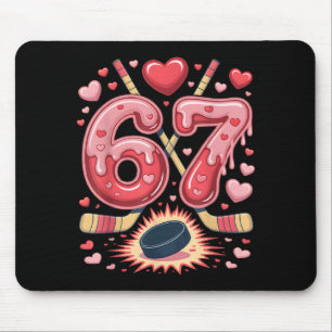 67 Valentine Hockey Heart Design Cute Ice Hockey Mouse Pad