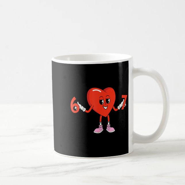 67 Valentines Funny Six Seven Cute Heart 6 7 Meme  Coffee Mug (Right)