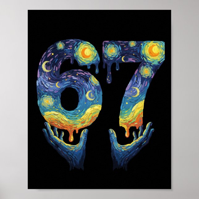 67 Van Gogh Starry Night Ice Cream Drip Funny Poster (Front)