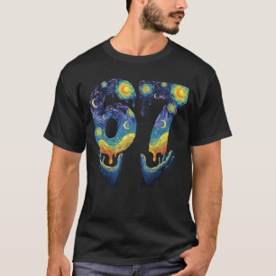 67 Van Gogh Starry Night Ice Cream Drip Funny T-Shirt