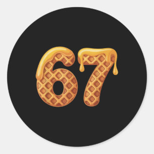 67 Waffles Meme Funny Six Seven Slang Classic Round Sticker