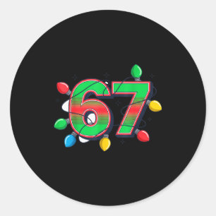 67 Xmas Lights Tacky Meme Design  Classic Round Sticker