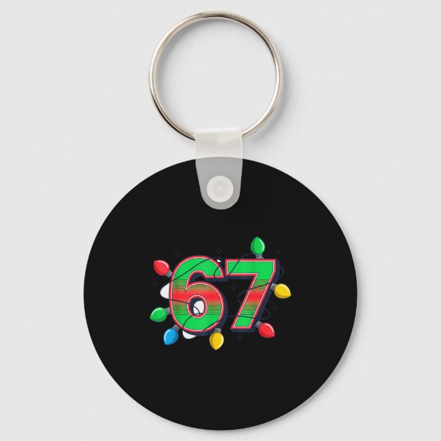67 Xmas Lights Tacky Meme Design  Key Ring (Front)