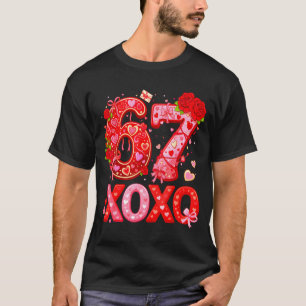 67 Xoxo Valentine Six Seven Meme Hearts Rose 6 7 W T-Shirt