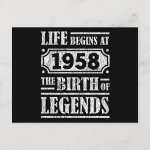 67 Year Old 1958 Birth Of Legend 67th Birthday Postcard