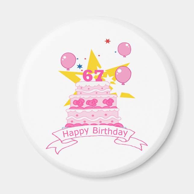 67 Year Old Birthday Cake Magnet (Front)