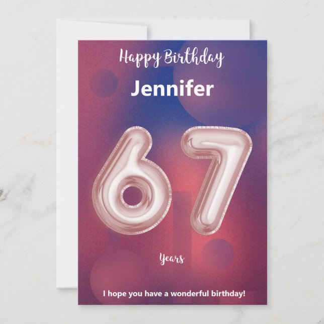 67 year old Happy Birthday card (Front)