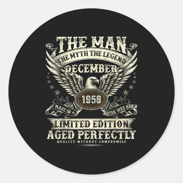 67 Year Old Legend Were Born In December 1958 Birt Classic Round Sticker (Front)