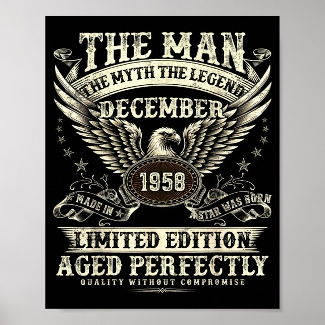 67 Year Old Legend Were Born In December 1958 Birt Poster (Front)