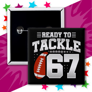 67 Year Old Tackle Football Party 67th Birthday 15 Cm Square Badge
