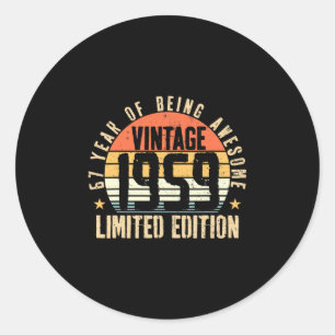 67 Years Old Vintage 1959 67th Birthday Gifts Men Classic Round Sticker