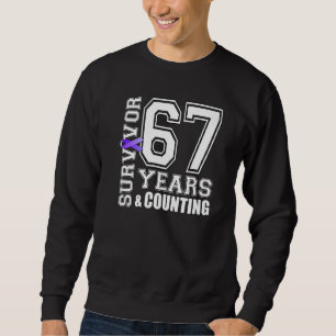 67 Years Survivor I Wear Purple Ribbon Lupus Aware Sweatshirt