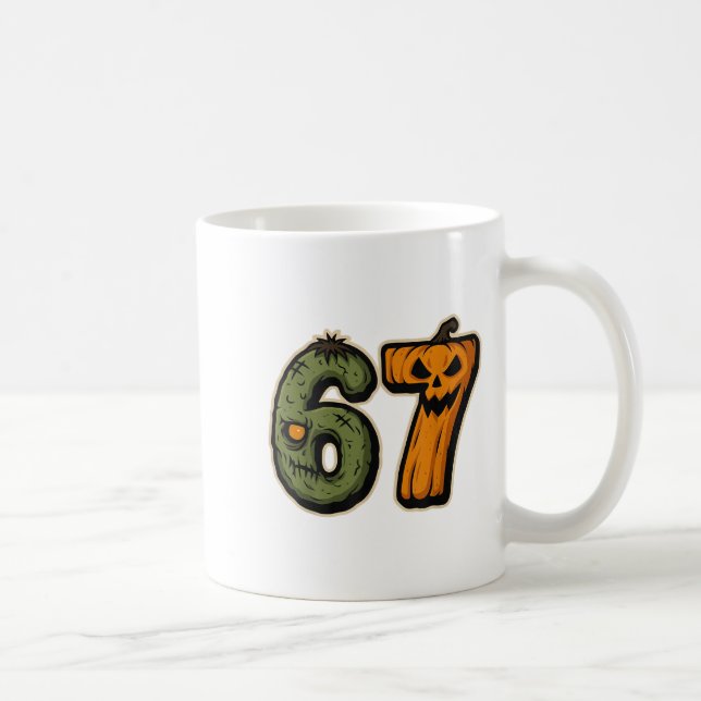 67 Zombie Pumpkin Six Seven Halloween Meme  Coffee Mug (Right)