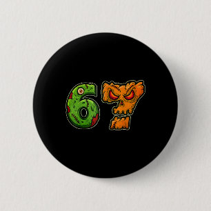 67 Zombie Pumpkin Six Seven Halloween Meme Costume 6 Cm Round Badge