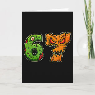 67 Zombie Pumpkin Six Seven Halloween Meme Costume Card