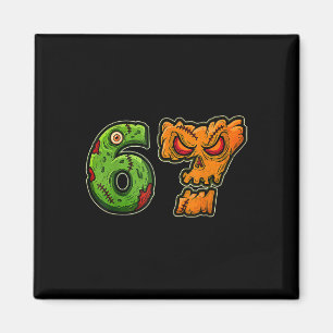 67 Zombie Pumpkin Six Seven Halloween Meme Costume Magnet