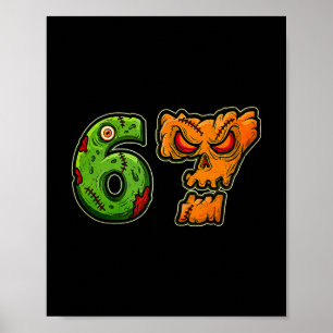 67 Zombie Pumpkin Six Seven Halloween Meme Costume Poster