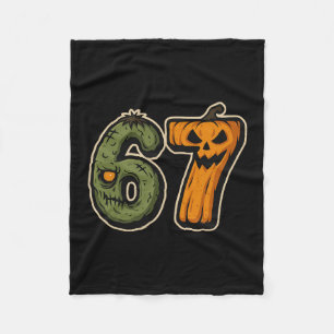 67 Zombie Pumpkin Six Seven Halloween Meme  Fleece Blanket