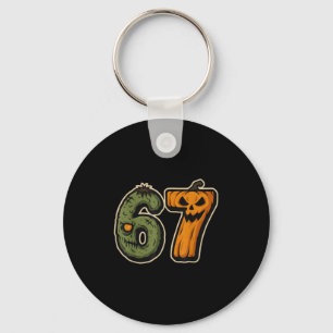 67 Zombie Pumpkin Six Seven Halloween Meme  Key Ring