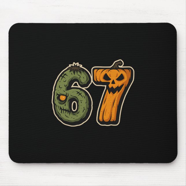67 Zombie Pumpkin Six Seven Halloween Meme  Mouse Pad (Front)