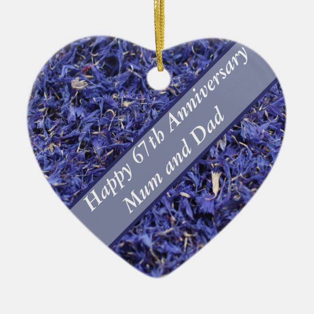 67th Anniversary Editable Ceramic Ornament (Front)