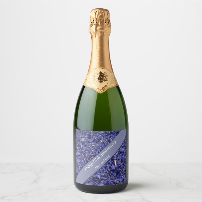 67th Anniversary Editable Sparkling Wine Label (Front)