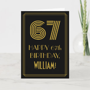 67th Birthday: Art Deco Inspired Look "67" & Name Card