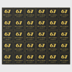 67th Birthday – Art Deco Inspired Look "67" & Name Wrapping Paper