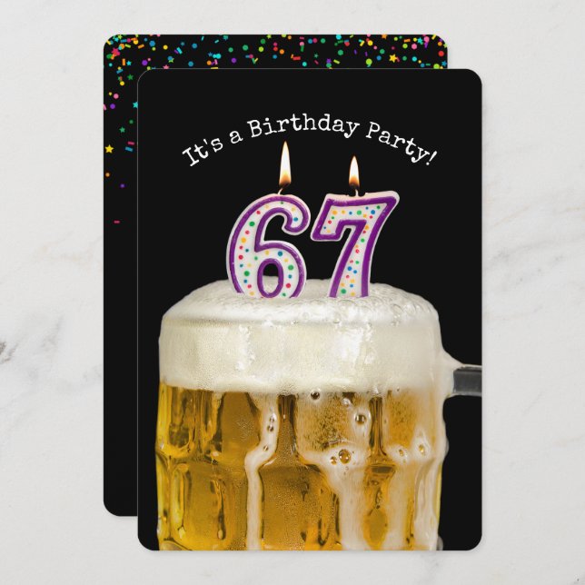 67th Birthday Beer Party Invitation (Front/Back)