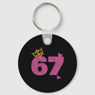 67th Birthday Crown 67 Years Old Bday  Key Ring