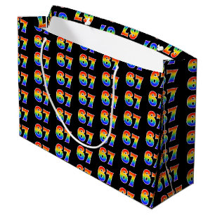 67th Birthday: Fun Rainbow Event Number 67 Pattern Large Gift Bag