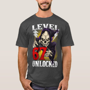 67th Birthday Gamer Skeleton Level 67 Unlocked Gam T-Shirt