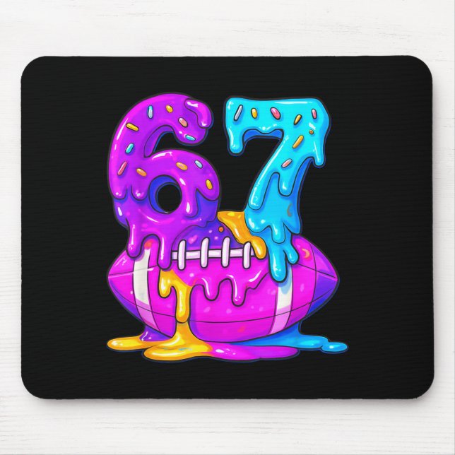 67th Birthday Ice Cream American Football Drip 6 7 Mouse Pad (Front)