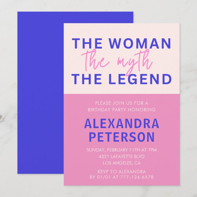 67th birthday invitations Humour Woman Myth Legend (Front/Back)