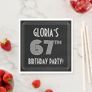 67th Birthday Party: Art Deco Style + Custom Name Napkin