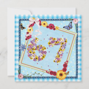 67th Birthday party Invitation flowers,butterflies