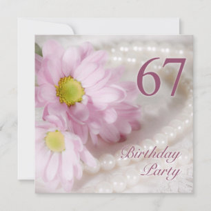 67th Birthday party invitation with daisies