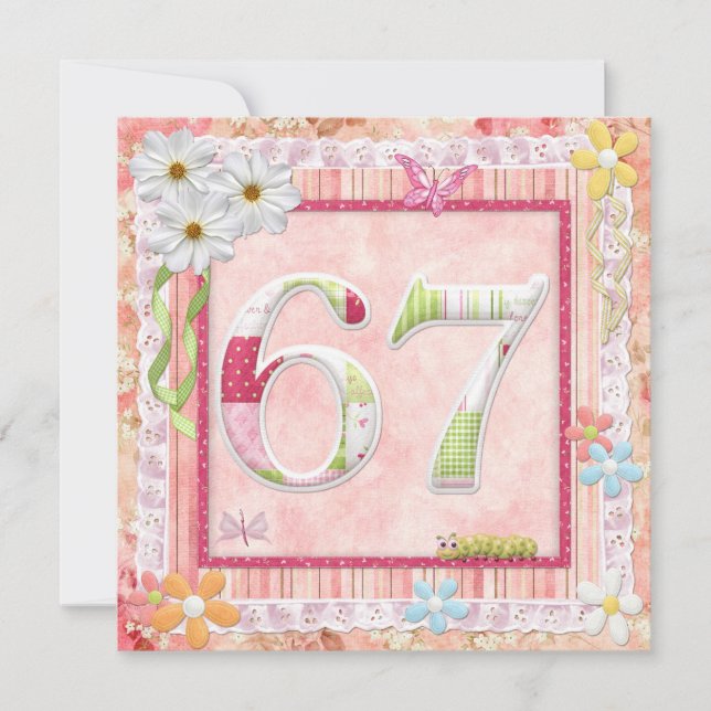 67th birthday party scrapbooking style invitation (Front)