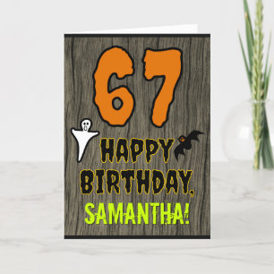 67th Birthday: Spooky Halloween Theme, Custom Name Card