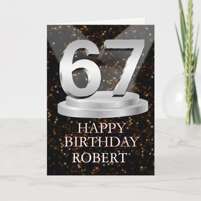 67th Birthday Spotlights Add A Name Card (Front)