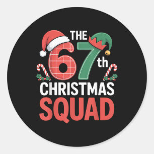 67th Christmas Squad – Cute Santa Elf Candy Canes Classic Round Sticker